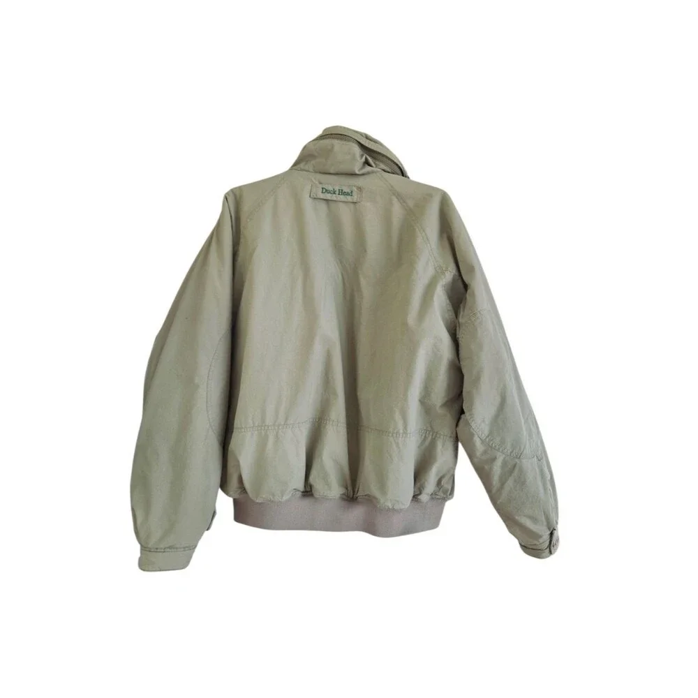 Vintage Duck Head Bomber Jacket Quilt Lining Zip Out Hood Outdoor L Neutral 90s
